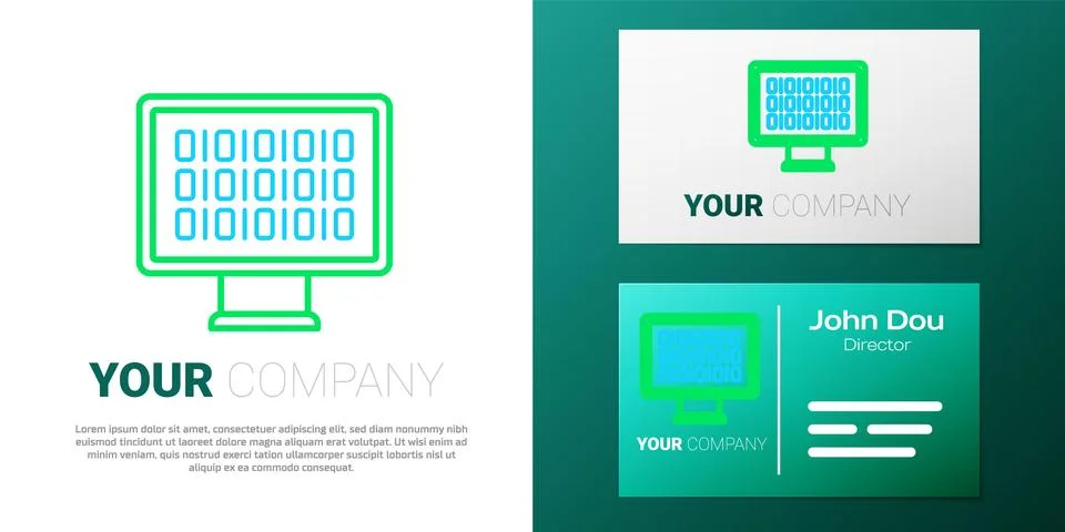 Line Binary code icon isolated on white background. Colorful outline concept Stock Illustration