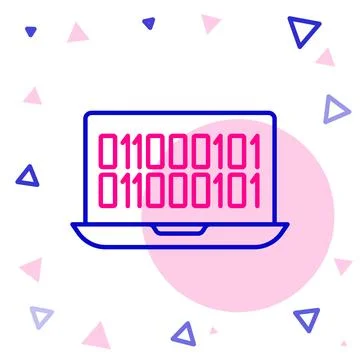 Line Binary code icon isolated on white background. Colorful outline concept Stock Illustration