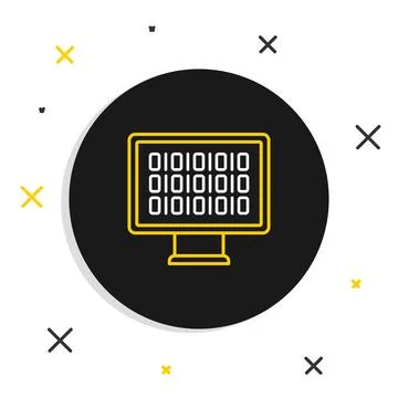 Line Binary code icon isolated on white background. Colorful outline concept Stock Illustration