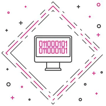 Line Binary code icon isolated on white background. Colorful outline concept Stock Illustration