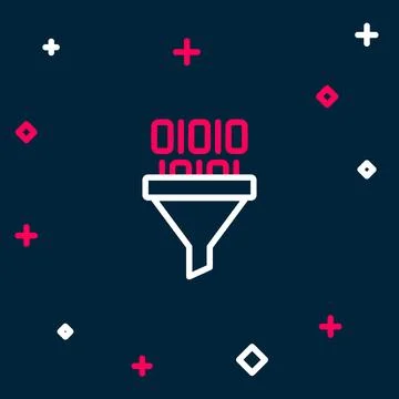 Line Binary code icon isolated on blue background. Colorful outline concept.. Stock Illustration