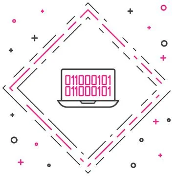 Line Binary code icon isolated on white background. Colorful outline concep.. Stock Illustration