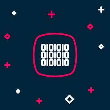 Line Binary code icon isolated on blue background. Colorful outline concept.. Stock Illustration