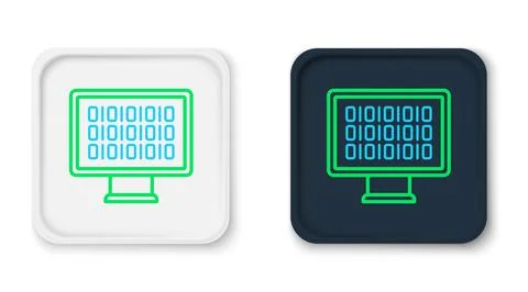 Line Binary code icon isolated on white background. Colorful outline concep.. Stock Illustration