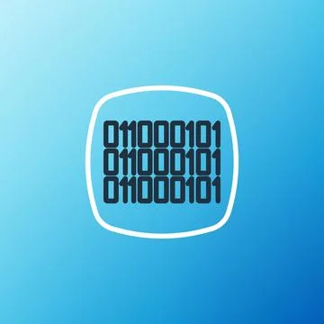 Line Binary code icon isolated on blue background. Colorful outline concept.. Illustrazione stock