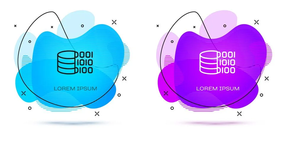 Line Binary code icon isolated on white background. Abstract banner with li.. Stock Illustration