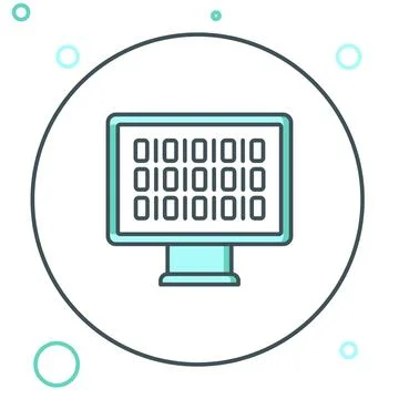 Line Binary code icon isolated on white background. Colorful outline concep.. Stock Illustration