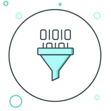 Line Binary code icon isolated on white background. Colorful outline concep.. Stock Illustration