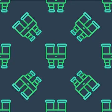 Line Binoculars icon isolated seamless pattern on blue background. Find software Illustrazione stock