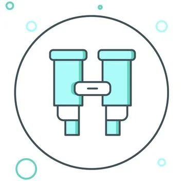 Line Binoculars icon isolated on white background. Find software sign. Spy .. Stock Illustration