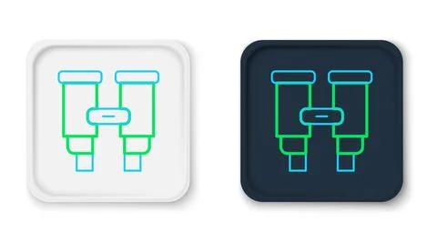 Line Binoculars icon isolated on white background. Find software sign. Spy .. イラスト素材