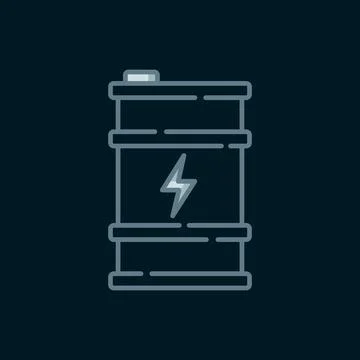 Line Bio fuel barrel icon isolated on black background. Eco bio and caniste.. Stock Illustration