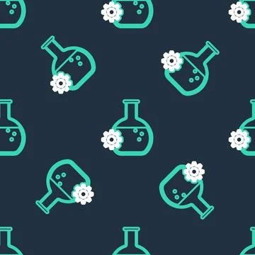 Line Bioengineering icon isolated seamless pattern on black background. Element Stock Illustration