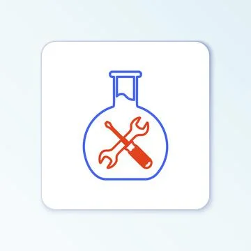 Line Bioengineering with screwdriver and wrench icon isolated on white Stock Illustration