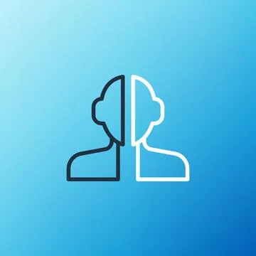 Line Bipolar disorder icon isolated on blue background. Colorful outline concept Stock Illustration
