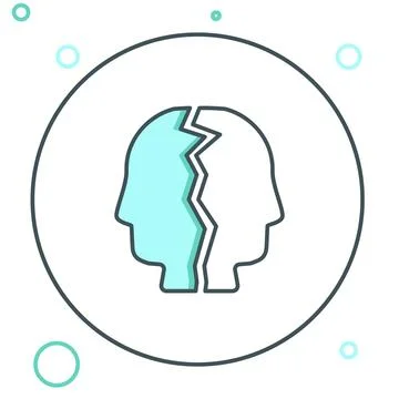 Line Bipolar disorder icon isolated on white background. Colorful outline c.. Stock Illustration