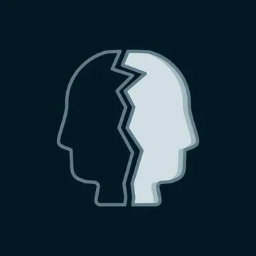 Line Bipolar disorder icon isolated on black background. Flat filled outlin.. Illustrazione stock