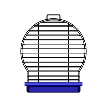 Line bird cage cartoon vector illustration Stock Illustration