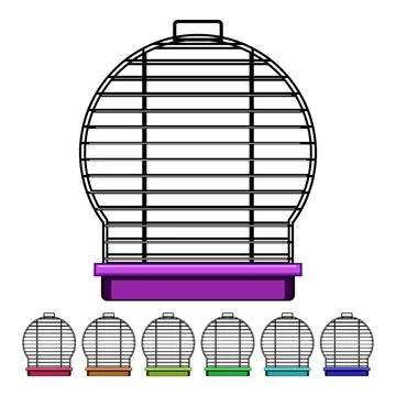 Line bird cage cartoon vector graphic Stock Illustration