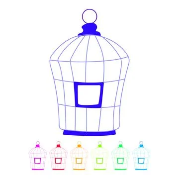 Line bird cage vector cartoon graphic Stock Illustration