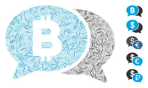 Line Bitcoin Chat Icon Vector Mosaic Illustration