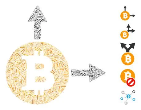 Line Bitcoin Fork Icon Vector Collage イラスト素材