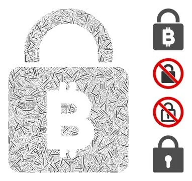 Line Bitcoin Lock Icon Vector Mosaic Stockillustratie