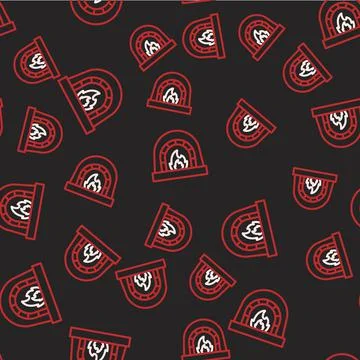 Line Blacksmith oven icon isolated seamless pattern on black background. Vector Stock Illustration
