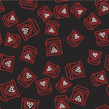 Line Blacksmith oven icon isolated seamless pattern on black background. Vector 스톡 일러스트