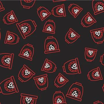 Line Blacksmith oven icon isolated seamless pattern on black background. Vector 库存插图