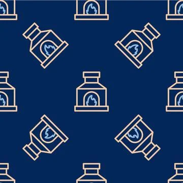 Line Blacksmith oven icon isolated seamless pattern on blue background. Vector Stock Illustration