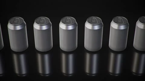 Line of Blank Drink Cans Stock Footage 58901514
