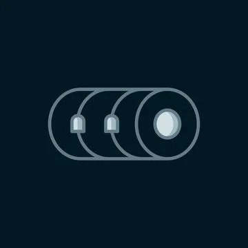 Line Blanket roll icon isolated on black background. Camping roll mat. Flat.. Stock Illustration