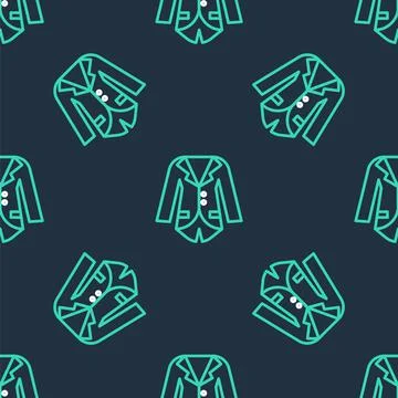 Line Blazer or jacket icon isolated seamless pattern on black background. Vector 스톡 일러스트