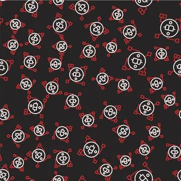 Line Blockchain technology Bitcoin icon isolated seamless pattern on black 스톡 일러스트