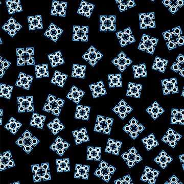 Line Blockchain technology icon isolated seamless pattern on black background 스톡 일러스트