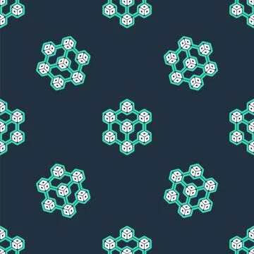 Line Blockchain technology icon isolated seamless pattern on black background 스톡 일러스트