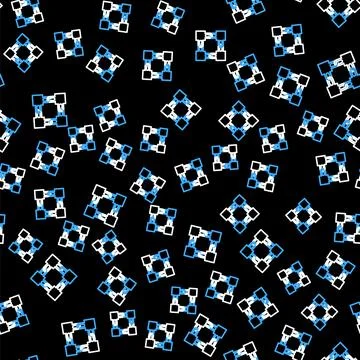 Line Blockchain technology icon isolated seamless pattern on black background 스톡 일러스트
