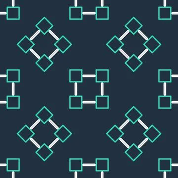 Line Blockchain technology icon isolated seamless pattern on black background Stock Illustration
