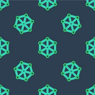 Line Blockchain technology icon isolated seamless pattern on blue background 스톡 일러스트