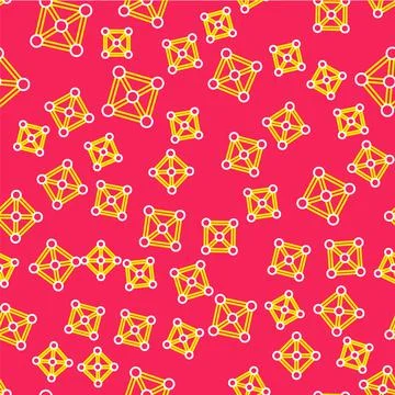 Line Blockchain technology icon isolated seamless pattern on red background Stock Illustration