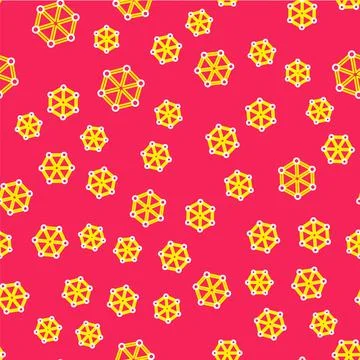 Line Blockchain technology icon isolated seamless pattern on red background Stock Illustration