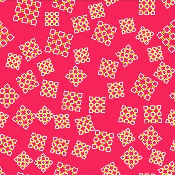 Line Blockchain technology icon isolated seamless pattern on red background 스톡 일러스트