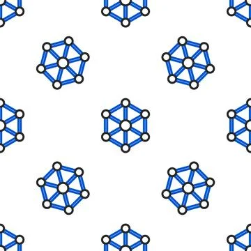 Line Blockchain technology icon isolated seamless pattern on white background Illustrazione stock