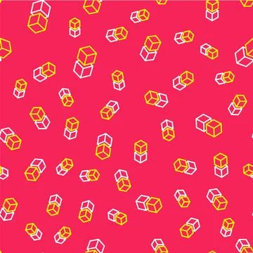 Line Blockchain technology icon isolated seamless pattern on red background.. Stock Illustration