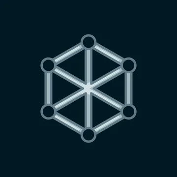 Line Blockchain technology icon isolated on black background. Cryptocurrenc.. 库存插图