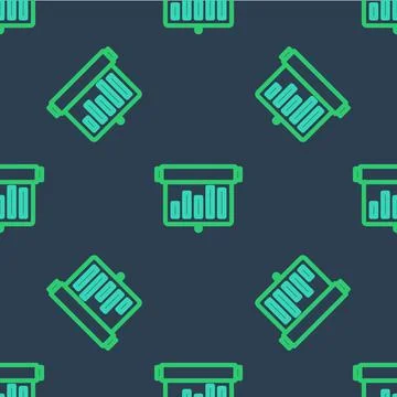 Line Board with graph chart icon isolated seamless pattern on blue background Illustrazione stock