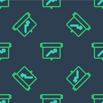 Line Board with graph chart icon isolated seamless pattern on blue background 스톡 일러스트