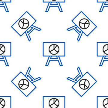 Line Board with graph chart icon isolated seamless pattern on white background Stock Illustration