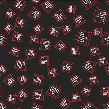 Line Board with graph chart icon isolated seamless pattern on black background Illustrazione stock